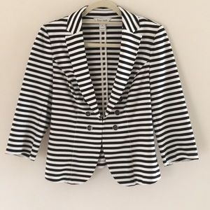 WHBM Black and White striped blazer size 6